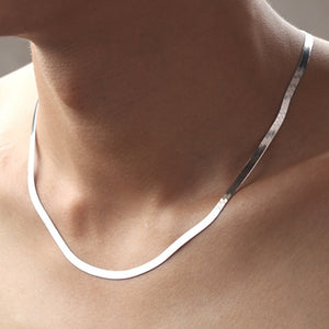 925 Silver Necklace 4MM Snake Chain Men &amp; Women Couple Sterling Silver Jewelry Blade Chain