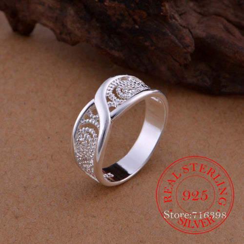 100% 925 Sterling Silver Jewelry Vintage hollow Pattern Couple's Wedding Silver Rings for Women Men Fashion Anel De Prata Bijoux