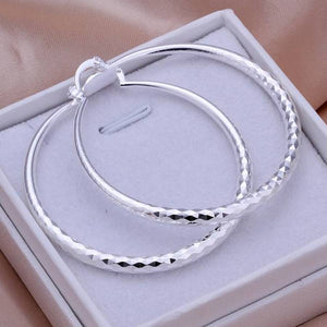 925 Sterling Silver big Earring women lady 5cm circle top quality fashion wedding beautiful women Jewelry free shipping