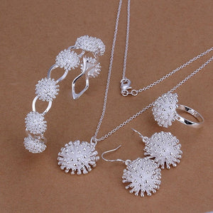 925 Sterling silver wedding jewelry women exquisite fireworks bracelet Drop Earrings necklace ring fashion jewelry sets