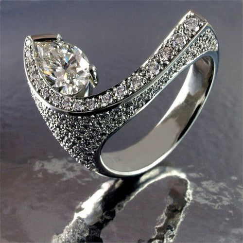 100% Real 14K White Gold Ring Jewelry Natural AAA Diamond Gemstone Irregular 14 K Wedding Bands Bizuteria Ring box for Unisex