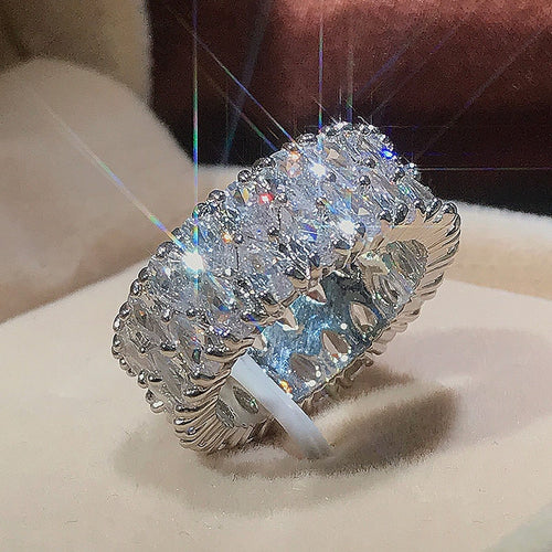 Elegant Female 925 Sterling Silver Big Water Drop Zircon Stone Ring Finger Rings For Women Promise Love Valentine's Day Gifts