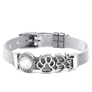 DINGLLY Two-tone Stainless Steel Mesh Bracelets For Women Men Golden Love Heart Beaded 10mm Ribbon Mesh Bracelet &amp; Bangle Gifts