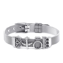 DINGLLY Two-tone Stainless Steel Mesh Bracelets For Women Men Golden Love Heart Beaded 10mm Ribbon Mesh Bracelet &amp; Bangle Gifts