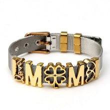 DINGLLY Two-tone Stainless Steel Mesh Bracelets For Women Men Golden Love Heart Beaded 10mm Ribbon Mesh Bracelet &amp; Bangle Gifts