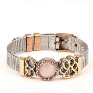 DINGLLY Two-tone Stainless Steel Mesh Bracelets For Women Men Golden Love Heart Beaded 10mm Ribbon Mesh Bracelet &amp; Bangle Gifts