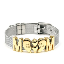 DINGLLY Two-tone Stainless Steel Mesh Bracelets For Women Men Golden Love Heart Beaded 10mm Ribbon Mesh Bracelet &amp; Bangle Gifts