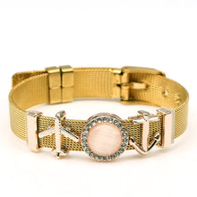 DINGLLY Two-tone Stainless Steel Mesh Bracelets For Women Men Golden Love Heart Beaded 10mm Ribbon Mesh Bracelet &amp; Bangle Gifts