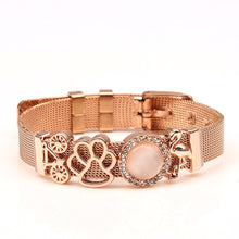 DINGLLY Two-tone Stainless Steel Mesh Bracelets For Women Men Golden Love Heart Beaded 10mm Ribbon Mesh Bracelet &amp; Bangle Gifts