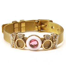 DINGLLY Two-tone Stainless Steel Mesh Bracelets For Women Men Golden Love Heart Beaded 10mm Ribbon Mesh Bracelet &amp; Bangle Gifts