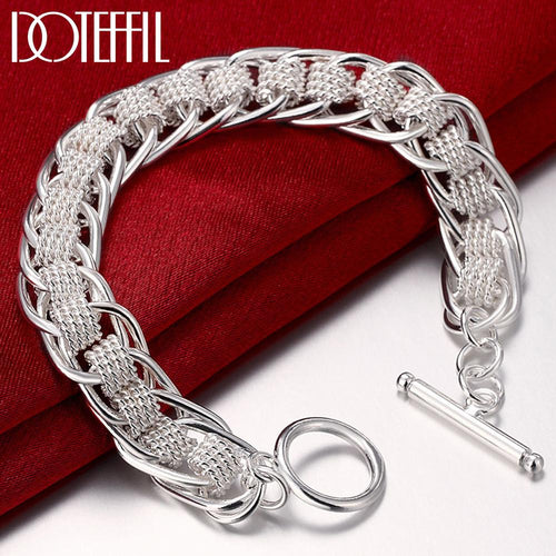 DOTEFFIL 925 Sterling Silver High Quality Lady Bracelet Many Circle Charm Bracelets Jewelry for Women Men Wholesale Wedding Gift