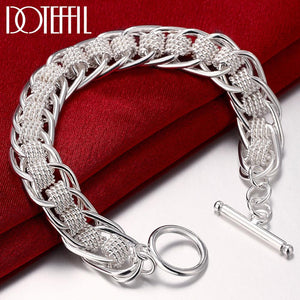 DOTEFFIL 925 Sterling Silver High Quality Lady Bracelet Many Circle Charm Bracelets Jewelry for Women Men Wholesale Wedding Gift