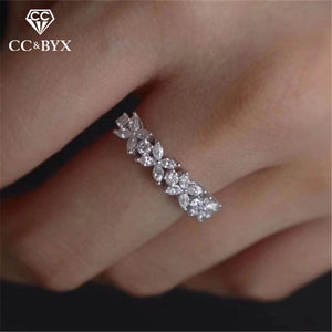 CC Wedding Rings For Women Solid S925 Silver Simple Single Row Cubic Zirconia Temperament Jewelry Ring Drop Shipping CC3118