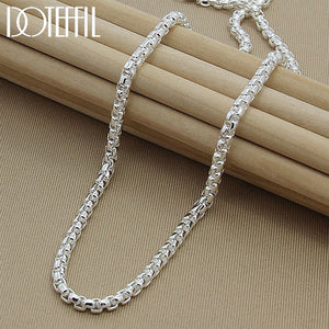 DOTEFFIL 925 Sterling Silver 5mm Round Box Chain 18/20/24 Inch Necklace For Woman Men Fashion Wedding Engagement Charm Jewelry