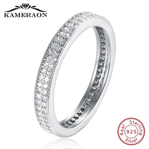 925 Sterling Silver Rings Womens Minimalism Circular Jewelry Full Zirco Rhinestones Shiny Dainty Ringlet Fashion Ring 2019