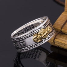 Unisex Men Pixiu Charms Ring Bracelet Chinese Feng Shui Amulet Wealth and Lucky Open Adjustable Ring Bead Bracelet