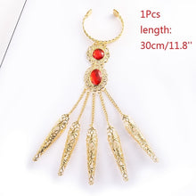 Fashion Indian Thai Golden Finger Bracelet Shining Red Crystal Girl&#39;s Belly Dance Bracelet Jewelry
