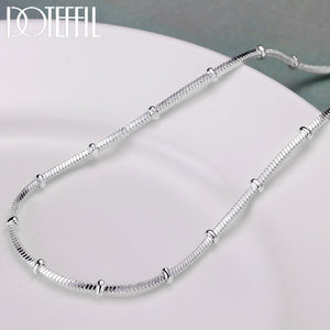 DOTEFFIL 925 Sterling Silver 18/20 Inch 1.2/2mm Snake Chain Beads Necklace For Women Man Fashion Wedding Engagement Jewelry