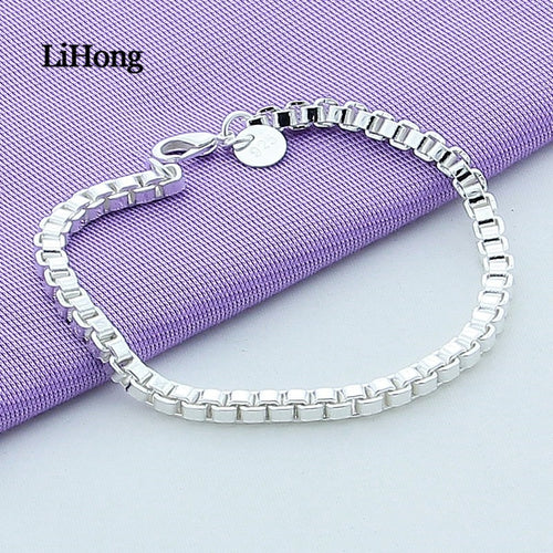 New 925 Sterling Silver Bracelet 4MM Venetian Silver Bracelet Female Charm Jewelry Woman & Men's Jewelry Gift