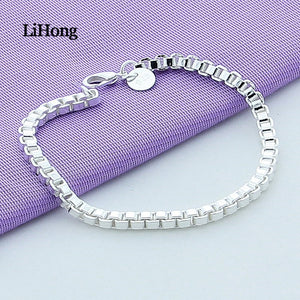 New 925 Sterling Silver Bracelet 4MM Venetian Silver Bracelet Female Charm Jewelry Woman &amp; Men&#39;s Jewelry Gift