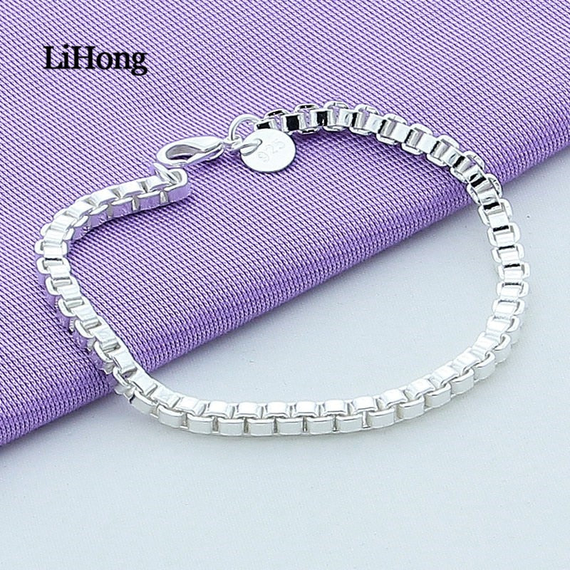New 925 Sterling Silver Bracelet 4MM Venetian Silver Bracelet Female Charm Jewelry Woman & Men's Jewelry Gift