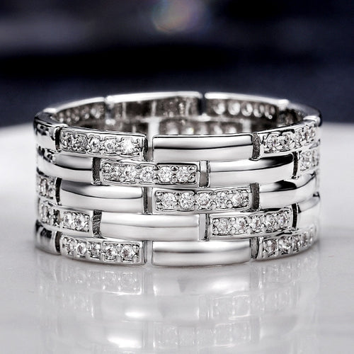 VAGZEB Fashion 925 Sterling Silver Couple Rings Inlaid Shiny CZ Stones Marriage Ring High Quality Male Female Jewelry Drop Ship