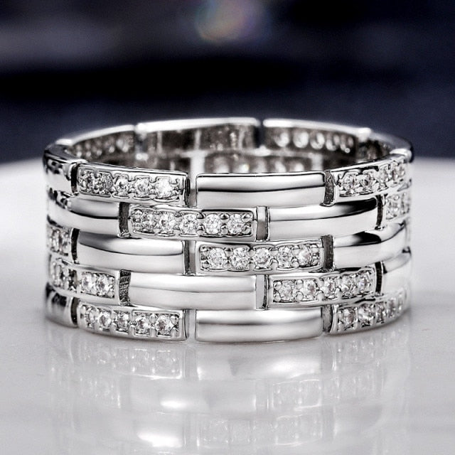 VAGZEB Fashion 925 Sterling Silver Couple Rings Inlaid Shiny CZ Stones Marriage Ring High Quality Male Female Jewelry Drop Ship