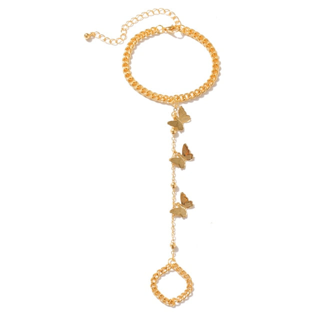 IPARAM Women's Butterfly Bracelet Vintage Simple Chain Butterfly Charm Finger Bracelet 2021 Fashion Charm Jewelry Gift