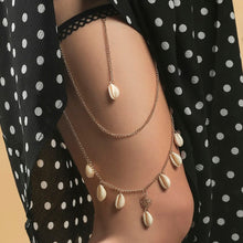 Bohemian Boho Gold Color Metal Beaded Chain Thigh Chain For Women Big Snake Pendants Leg Chain Body Jewelry Beach Style Gift