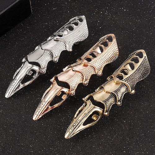 2020 NEW Fashion Cool Men Boys Punk Gothic Rock Scroll Joint Armor Knuckle Metal Full Finger Rings Gold Cospaly DIY Rings