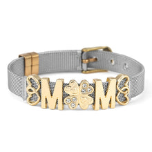 DINGLLY Two-tone Stainless Steel Mesh Bracelets For Women Men Golden Love Heart Beaded 10mm Ribbon Mesh Bracelet &amp; Bangle Gifts