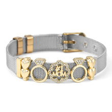 DINGLLY Two-tone Stainless Steel Mesh Bracelets For Women Men Golden Love Heart Beaded 10mm Ribbon Mesh Bracelet &amp; Bangle Gifts