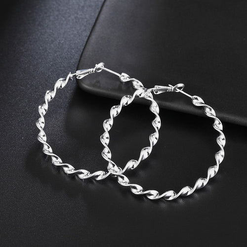 925 Sterling silver hoop earrings high quality big circle round fashion women party Jewelry nice wedding 4.5CM free shipping