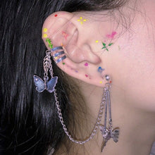 2020 Fashion Geometric Butterfly Clip Earring For Teens Women Ear Cuffs Cool Jewelry Retro Chain Long Hanging Earings Metal Gift