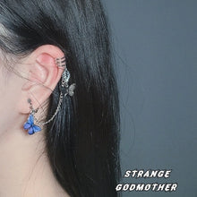 2020 Fashion Geometric Butterfly Clip Earring For Teens Women Ear Cuffs Cool Jewelry Retro Chain Long Hanging Earings Metal Gift