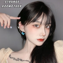 2020 Fashion Geometric Butterfly Clip Earring For Teens Women Ear Cuffs Cool Jewelry Retro Chain Long Hanging Earings Metal Gift