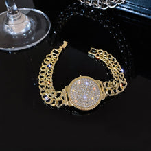 Women Bracelet Cool Style Luxury Elegant Inlaid Rhinestone Double Chain Watch Shape Bangles Fashion Jewelry