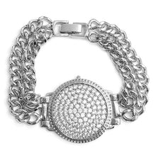 Women Bracelet Cool Style Luxury Elegant Inlaid Rhinestone Double Chain Watch Shape Bangles Fashion Jewelry
