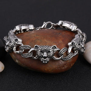 ZOSHI New Arrival Men Stainless Steel Bracelet Bangle Punk Men Jewelry Accessories Male Leopard Wolf Charm Wristband Pulseira