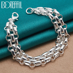 DOTEFFIL 925 Sterling Silver Lnterlocking Circle Bracelet Chain For Women Fashion Charm Wedding Engagement Party Jewelry