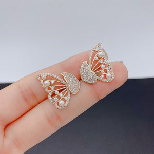 2021 New Trendy Long Butterfly Clip Earrings Ear Hook Pearl Ear Clips Without Pierced Ears Chain Earrings Women Girls Jewelry