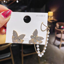 2021 New Trendy Long Butterfly Clip Earrings Ear Hook Pearl Ear Clips Without Pierced Ears Chain Earrings Women Girls Jewelry
