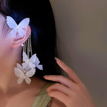 2021 New Trendy Long Butterfly Clip Earrings Ear Hook Pearl Ear Clips Without Pierced Ears Chain Earrings Women Girls Jewelry