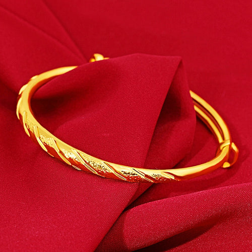 14K Gold Bangles Jewelry for Women Not Fade Gold Pulseira Feminina Bizuteria Wedding Gemstone 14 K Gold Trendy Bangles Females