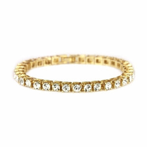 Hip Hop Men&#39;s Iced Out Crystal Single/Double Row Tennis Bracelet Bling Iced Out Cubic Zirconia Bracelets Link Chain Jewelry