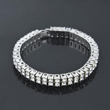 Hip Hop Men&#39;s Iced Out Crystal Single/Double Row Tennis Bracelet Bling Iced Out Cubic Zirconia Bracelets Link Chain Jewelry