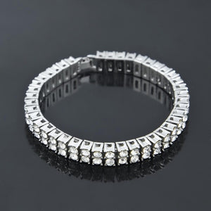 Hip Hop Men&#39;s Iced Out Crystal Single/Double Row Tennis Bracelet Bling Iced Out Cubic Zirconia Bracelets Link Chain Jewelry