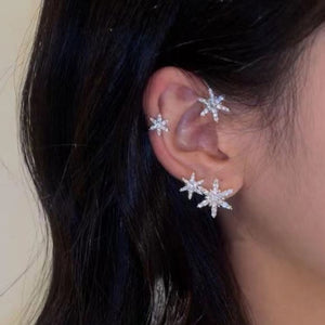 Silver Plated Metal Butterfly Ear Clips Without Piercing For Women Sparkling Zircon Ear Cuff Clip Earrings Wedding Jewelry