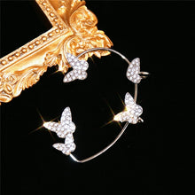 Silver Plated Metal Butterfly Ear Clips Without Piercing For Women Sparkling Zircon Ear Cuff Clip Earrings Wedding Jewelry