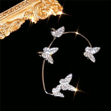 Silver Plated Metal Butterfly Ear Clips Without Piercing For Women Sparkling Zircon Ear Cuff Clip Earrings Wedding Jewelry